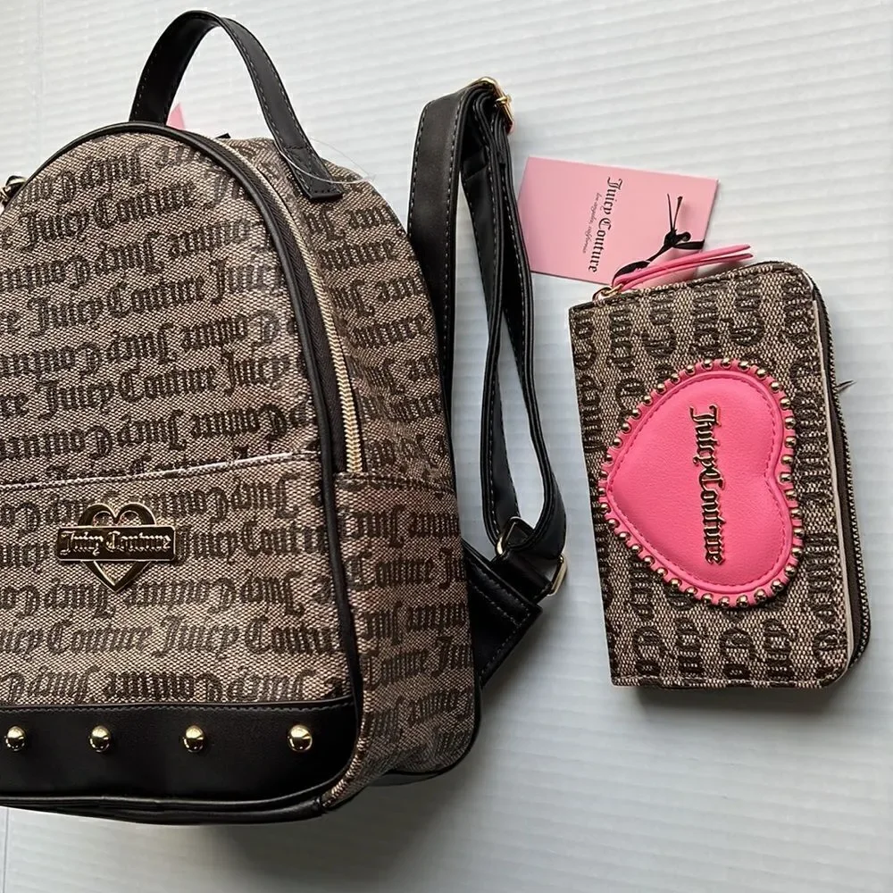Juicy Couture Glam Backpack & Wallet in Brown